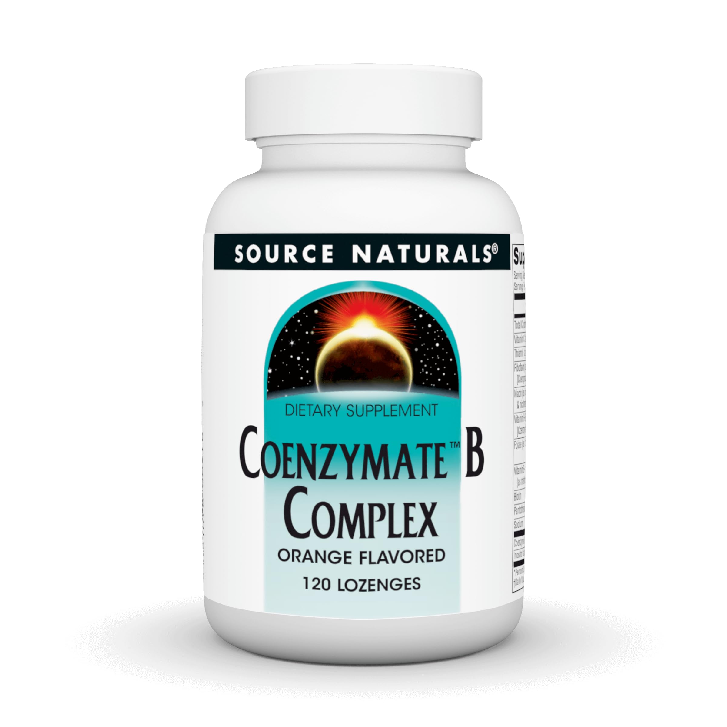 Source Naturals Coenzymate B Complex orange lozenge bottle for daily energy and nerves.