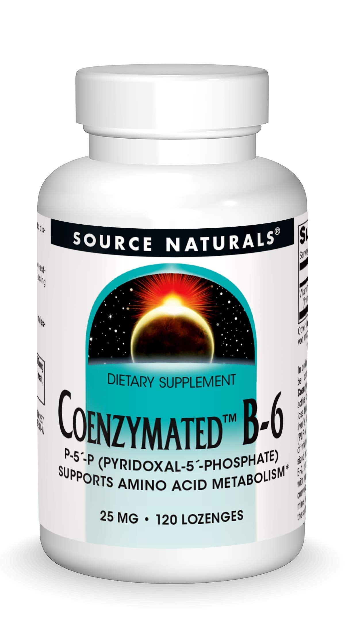 Source Naturals Coenzymated B-6 packaging signaling trusted USA-made quality.