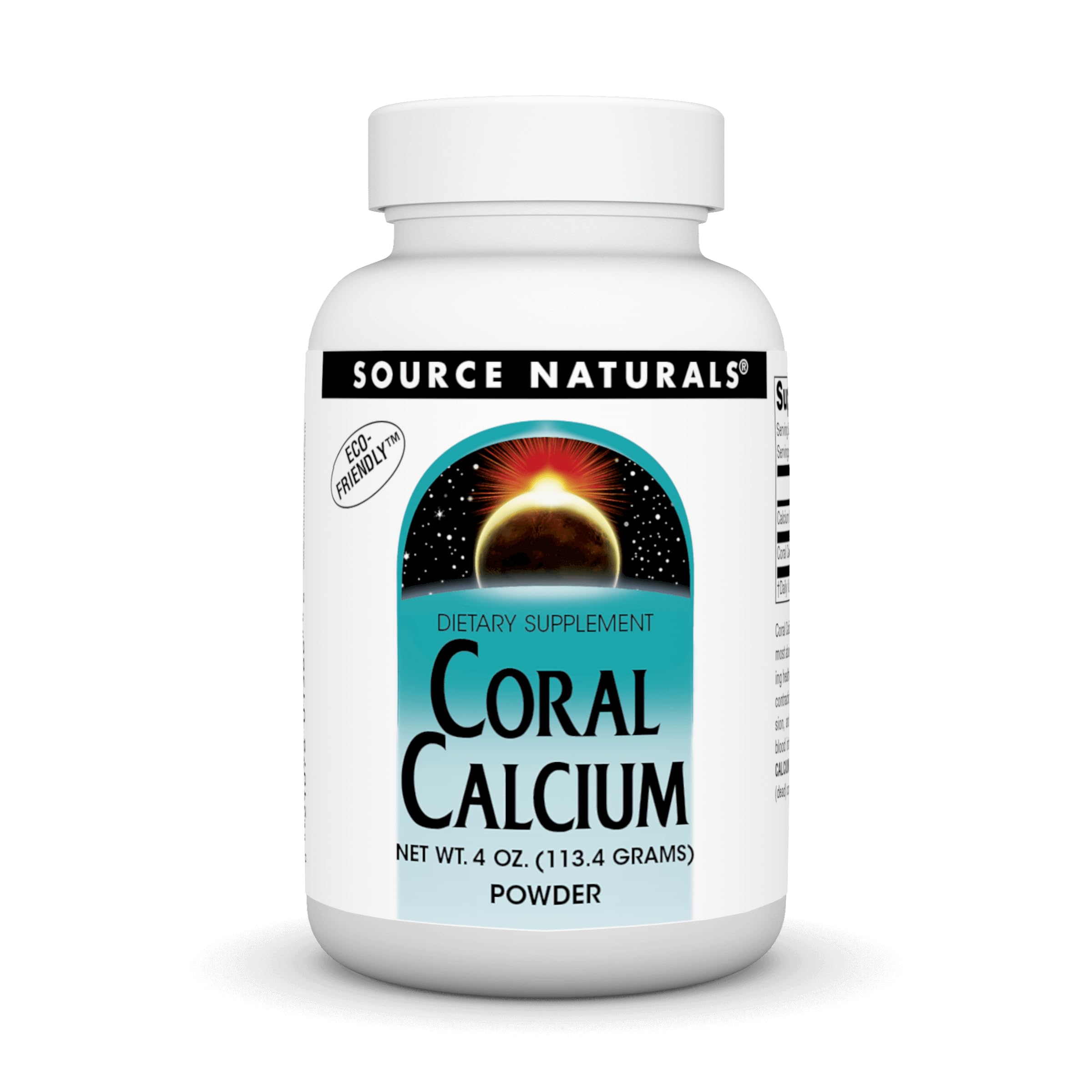 Source Naturals Coral Calcium Powder bottle shown for daily mineral support.