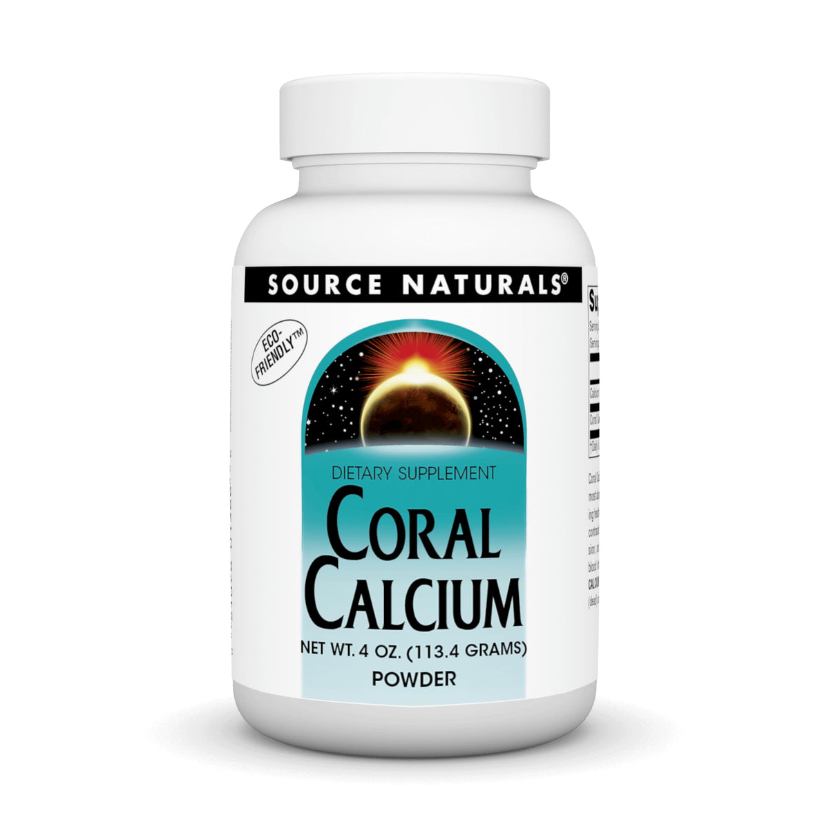 Source Naturals Coral Calcium Powder bottle shown for daily mineral support.