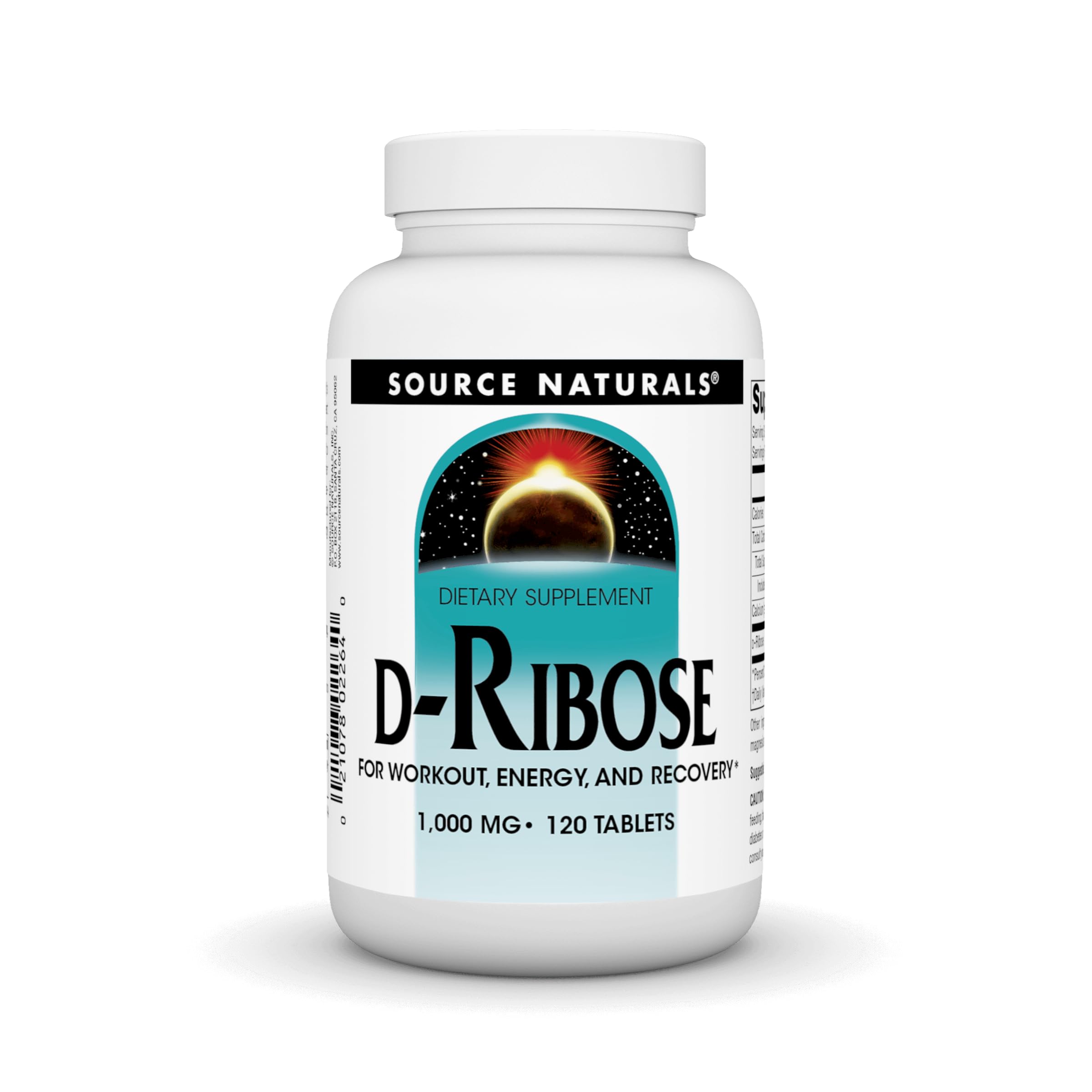 Source Naturals D-Ribose tablets closeup for energy support during workouts