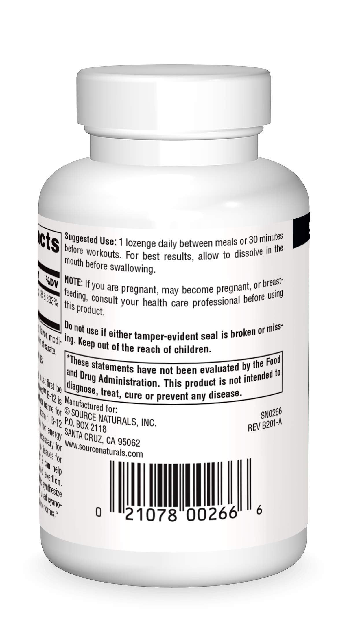 Source Naturals Dibencozide tablets closeup highlights quick-dissolve, ready-to-use energy support.