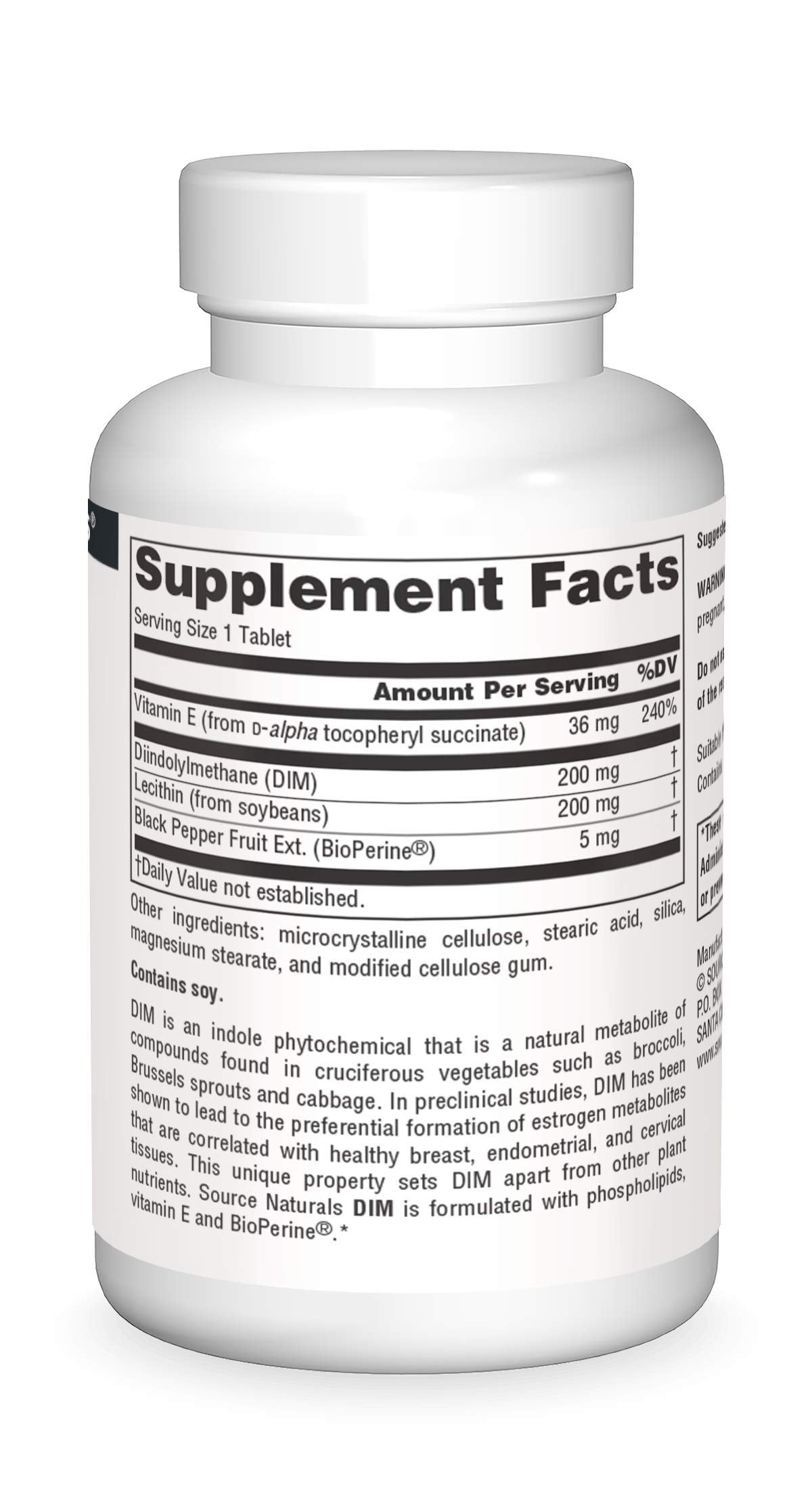 Source Naturals DIM bottle cap for secure daily dosing
