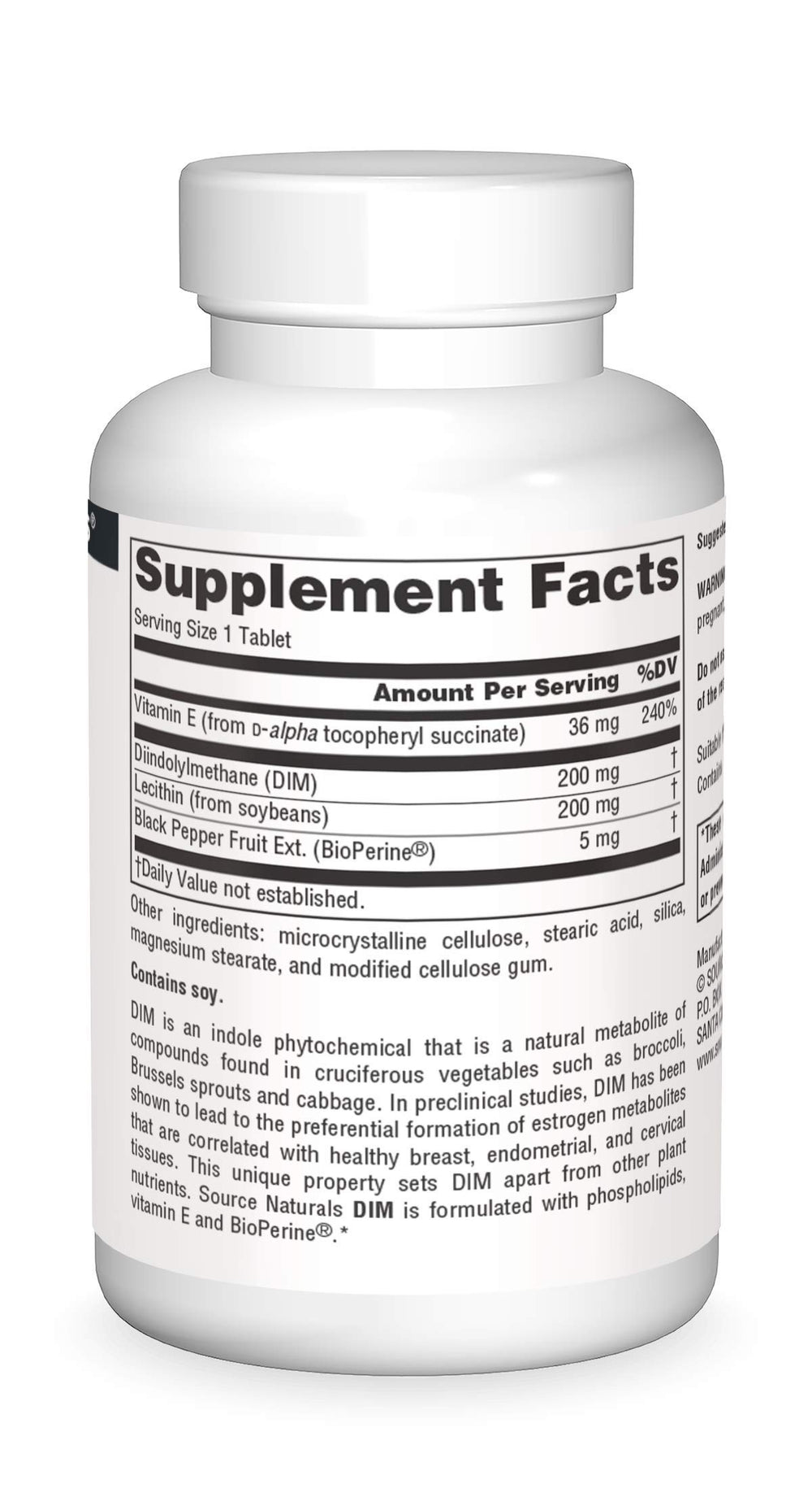 Source Naturals DIM bottle cap for secure daily dosing