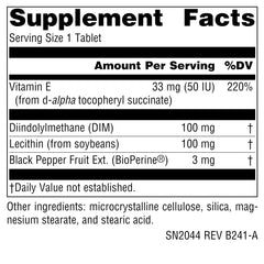 Source Naturals DIM bottle with capsules visible on a clean surface.