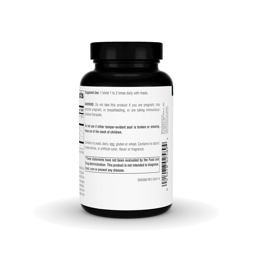 Close-up of Source Naturals DIM capsules ready for daily use
