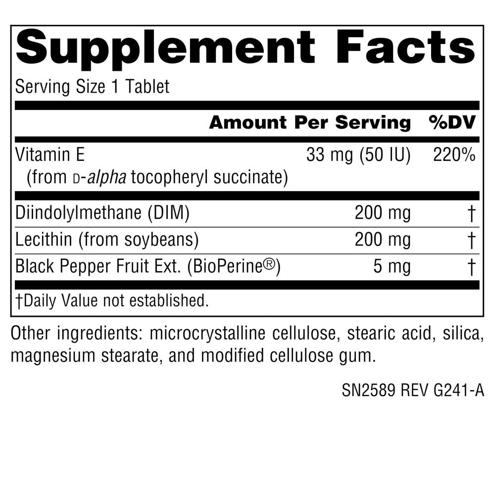 Source Naturals DIM ingredients including phospholipids and BioPerine for absorption