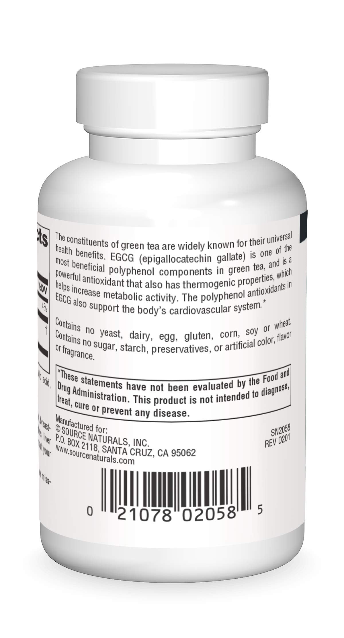 Source Naturals EGCG bottle label closeup highlights green tea polyphenols