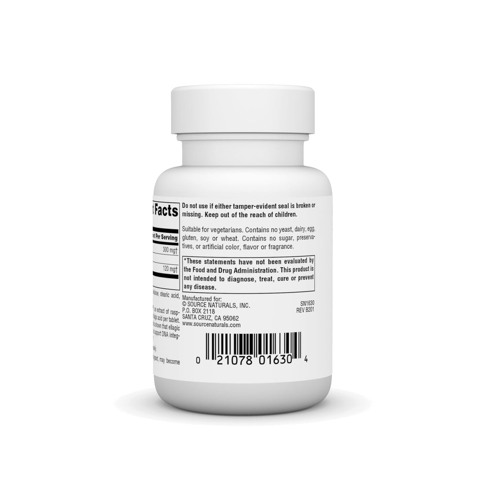 Source Naturals Ellagic Active raspberry leaf extract ingredient profile