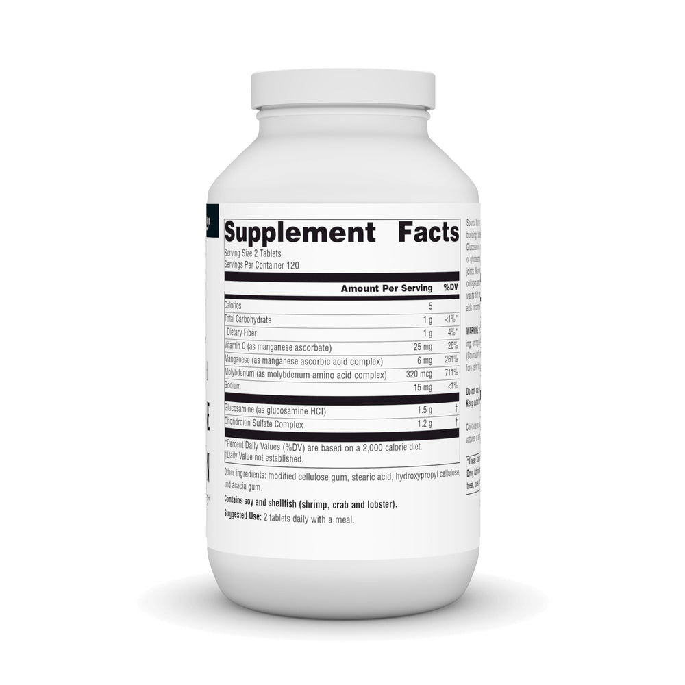Source Naturals glucosamine chondroitin tablets ready for everyday use.