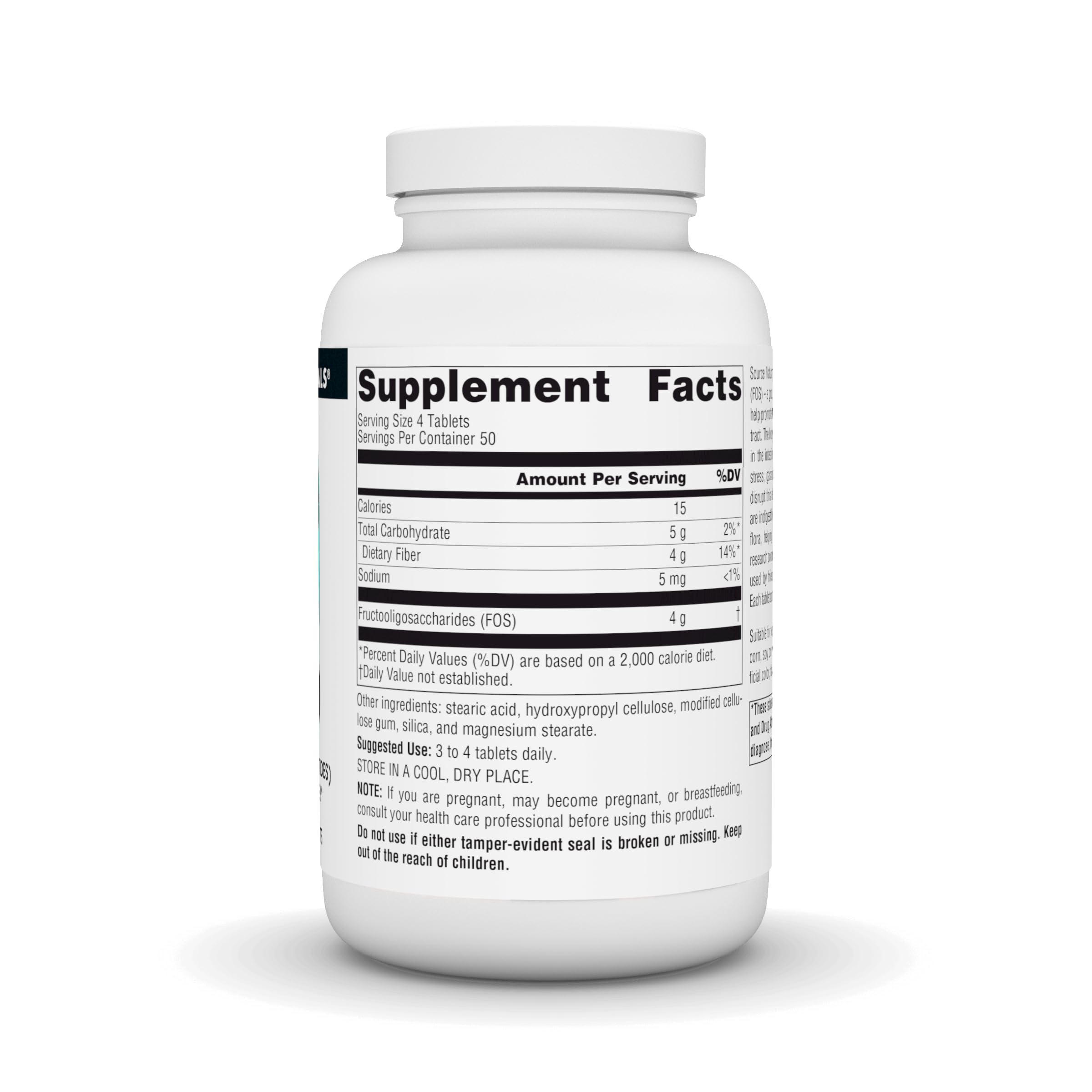 Source Naturals FOS label detail showing dosage information
