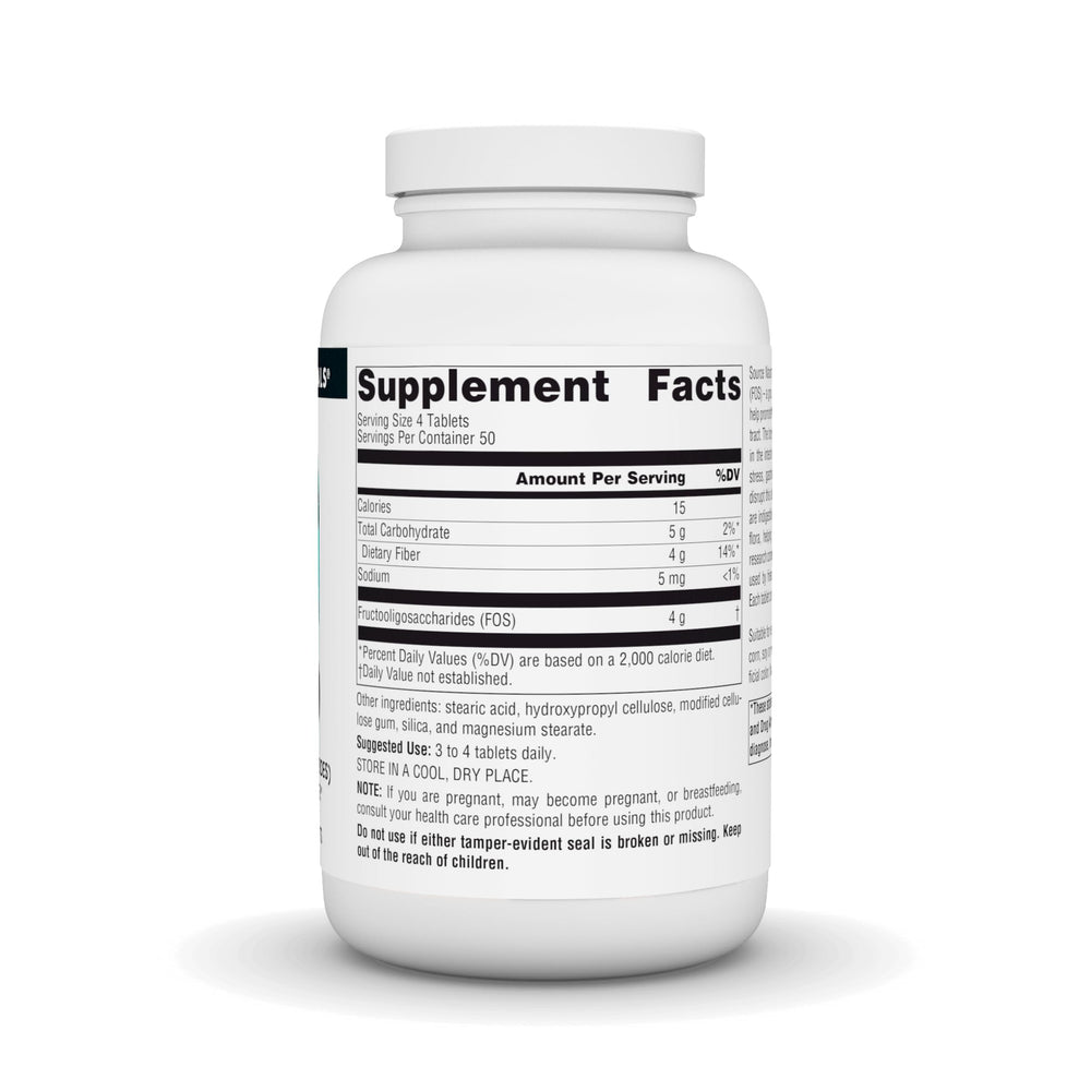 Source Naturals FOS label detail showing dosage information