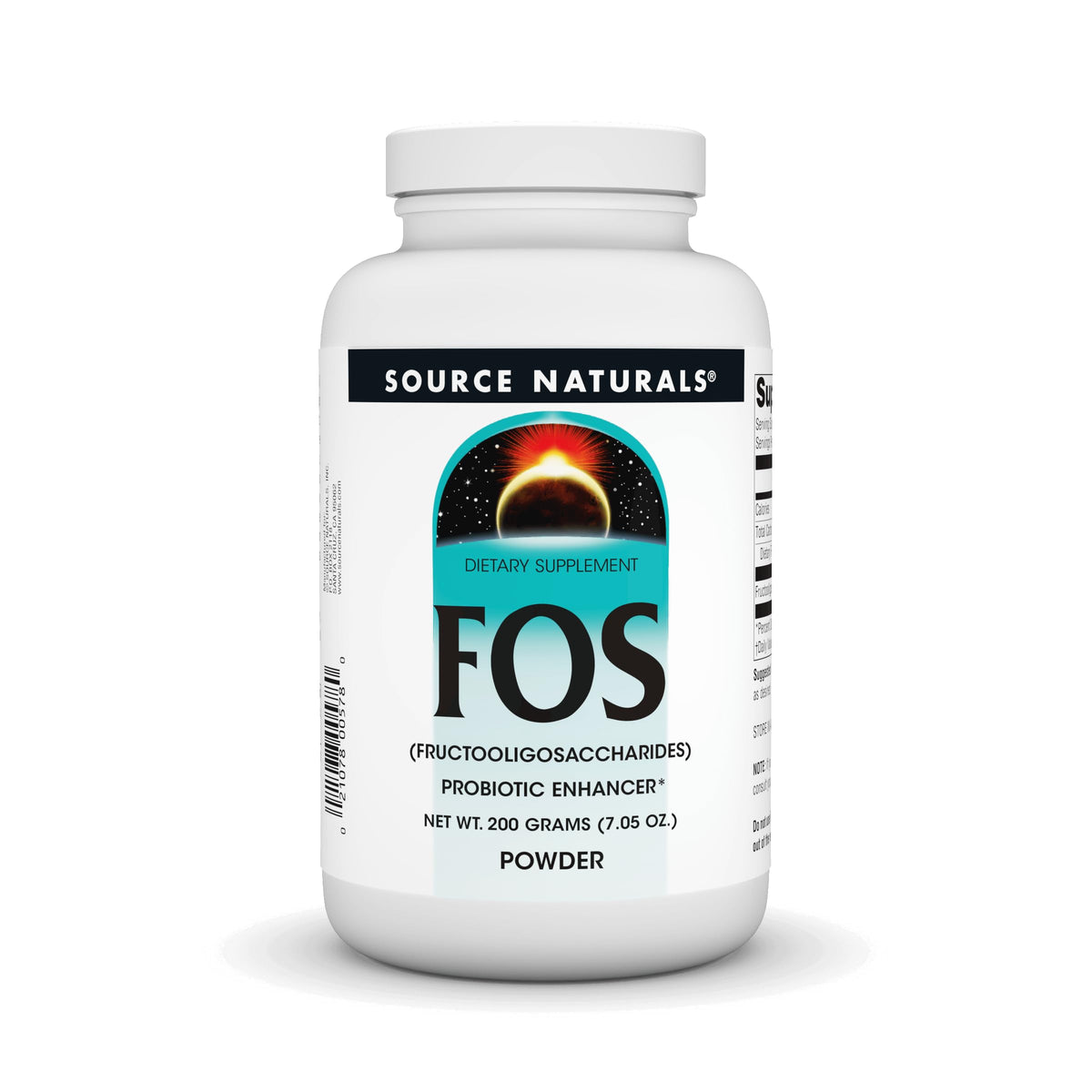 Source Naturals FOS powder packaging close-up for daily gut support