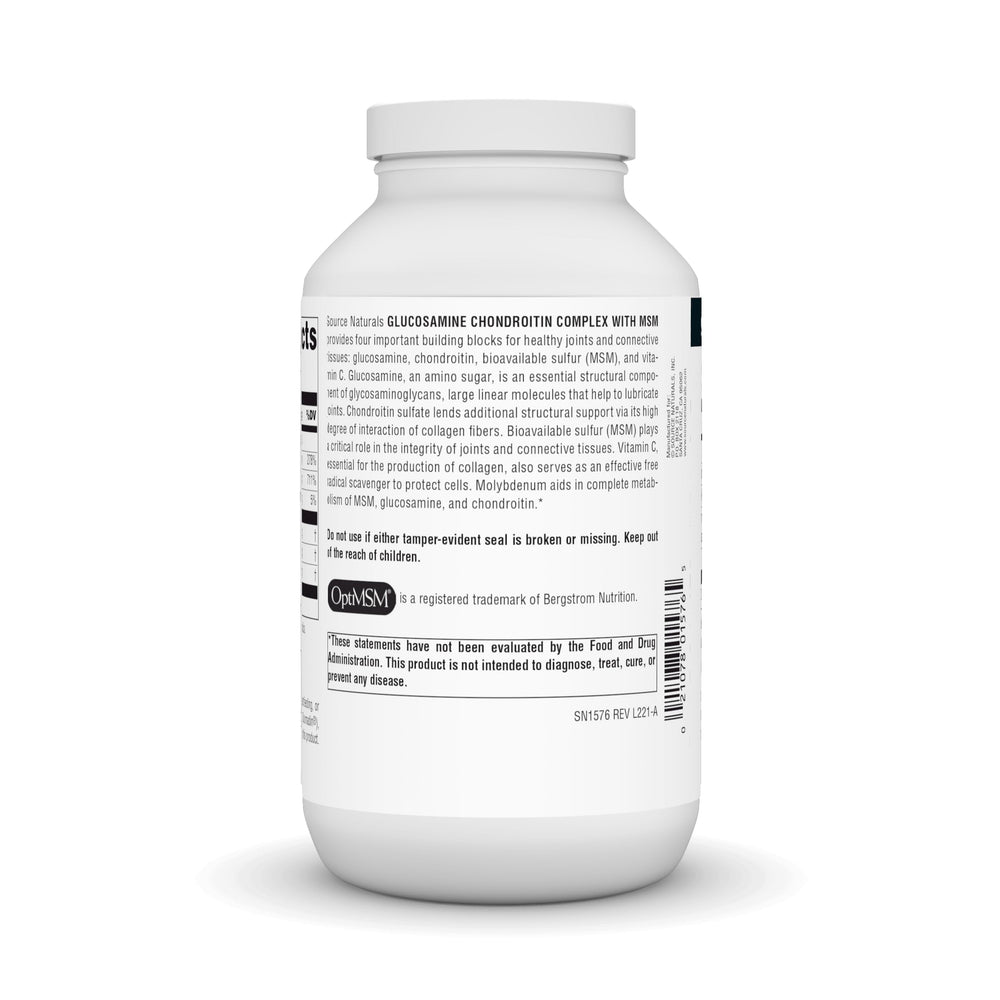Source Naturals product label showing ingredients and allergen information.