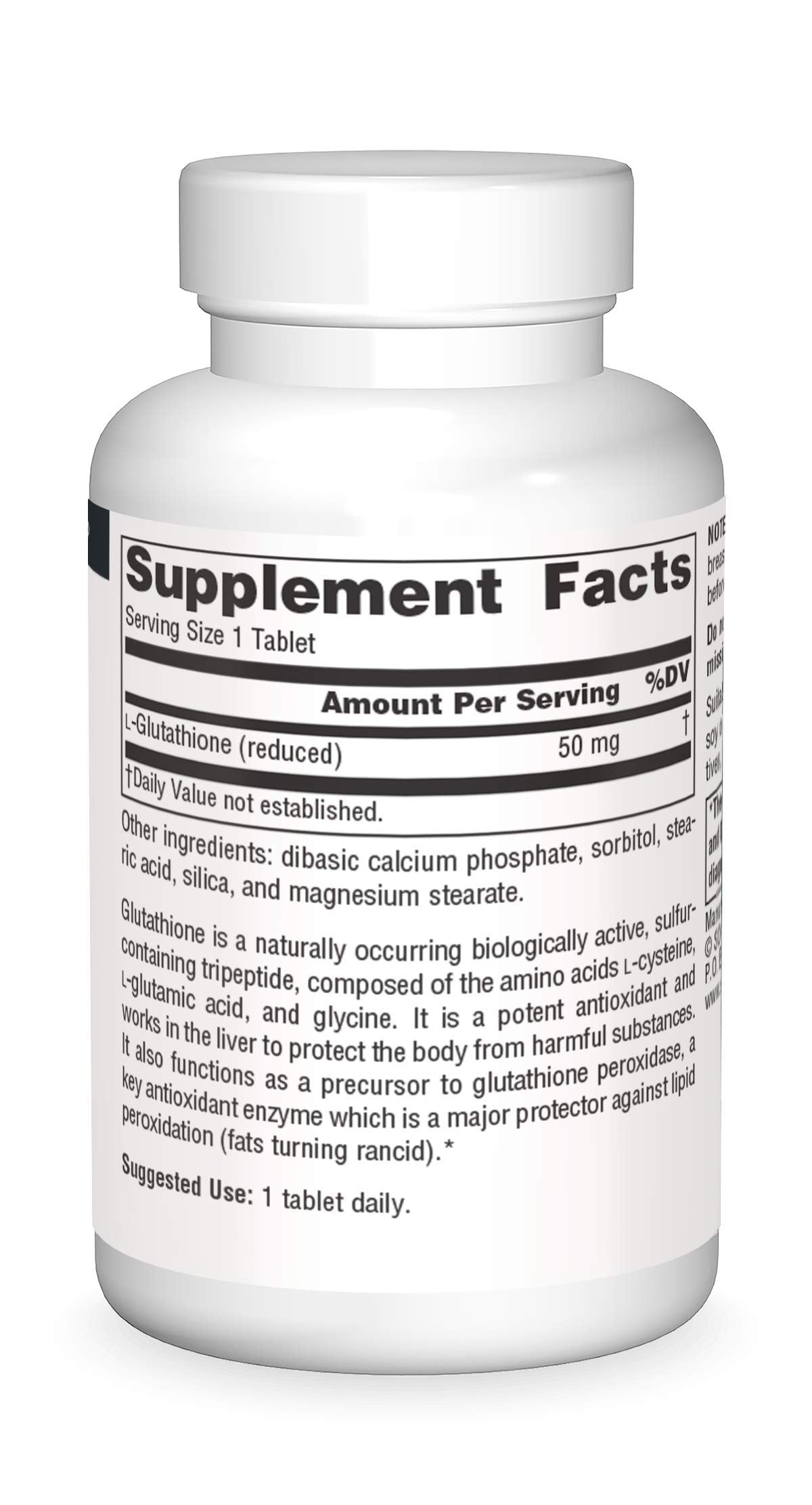 Source Naturals Glutathione 30-tablet bottle, convenient daily dose for liver support.