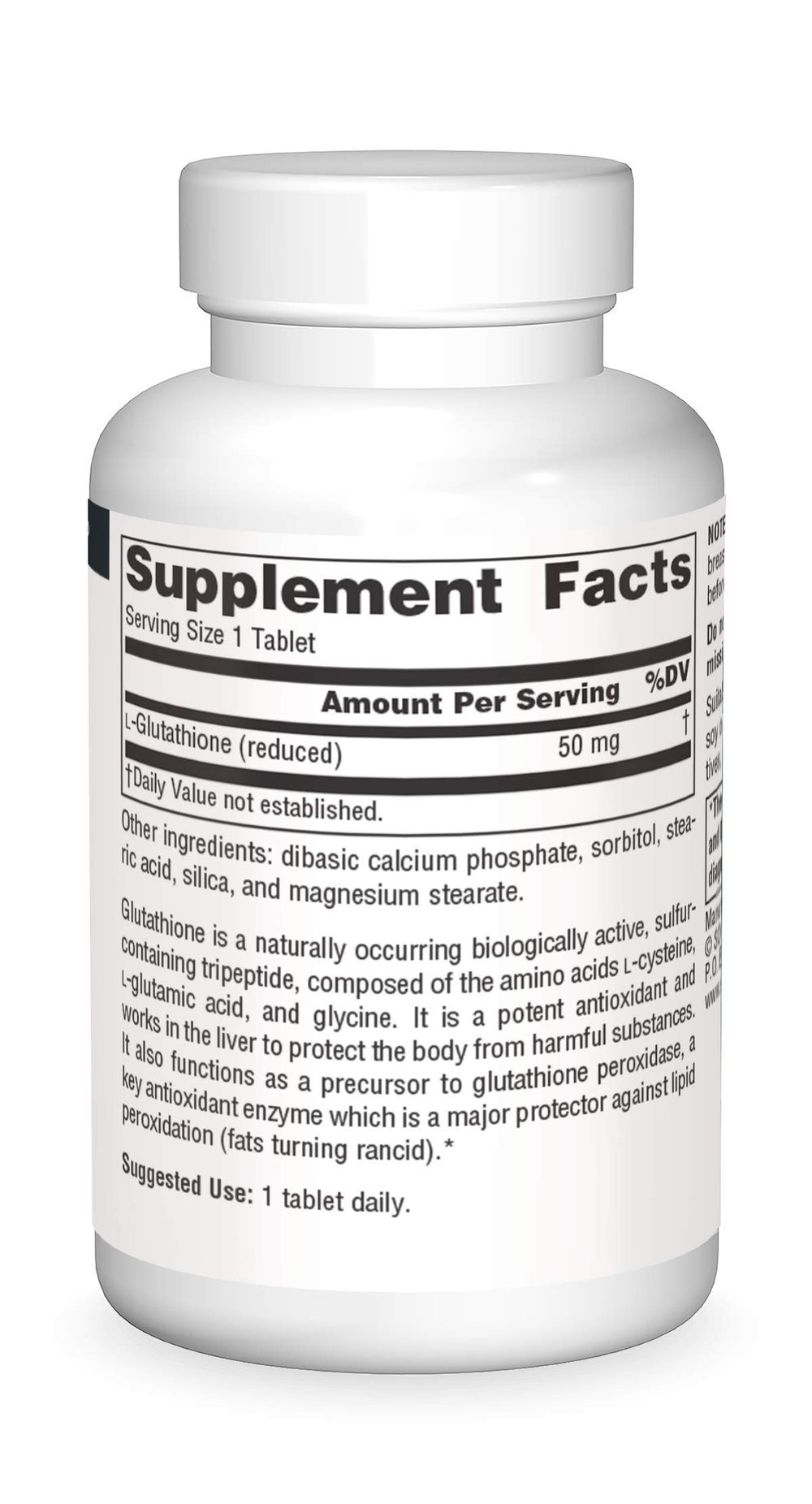 Source Naturals Glutathione 30-tablet bottle, convenient daily dose for liver support.