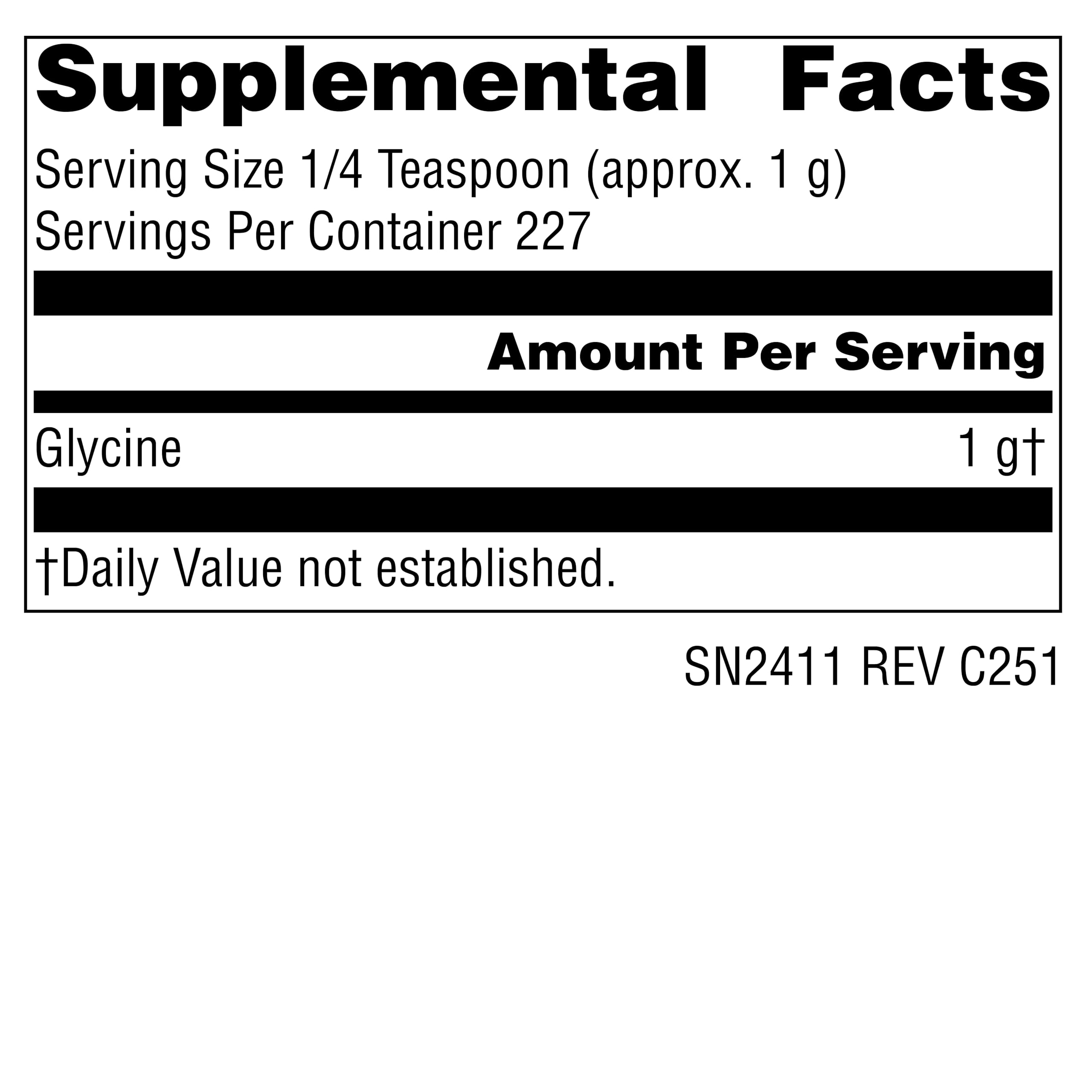 Source Naturals Glycine powder dissolving easily in water for quick mixing.