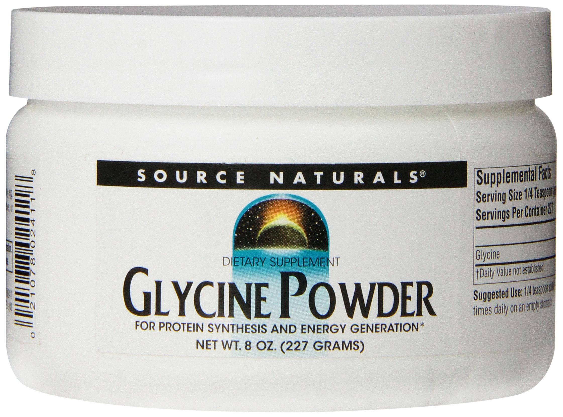 Glycine powder stirred into a sports drink for energy metabolism support.