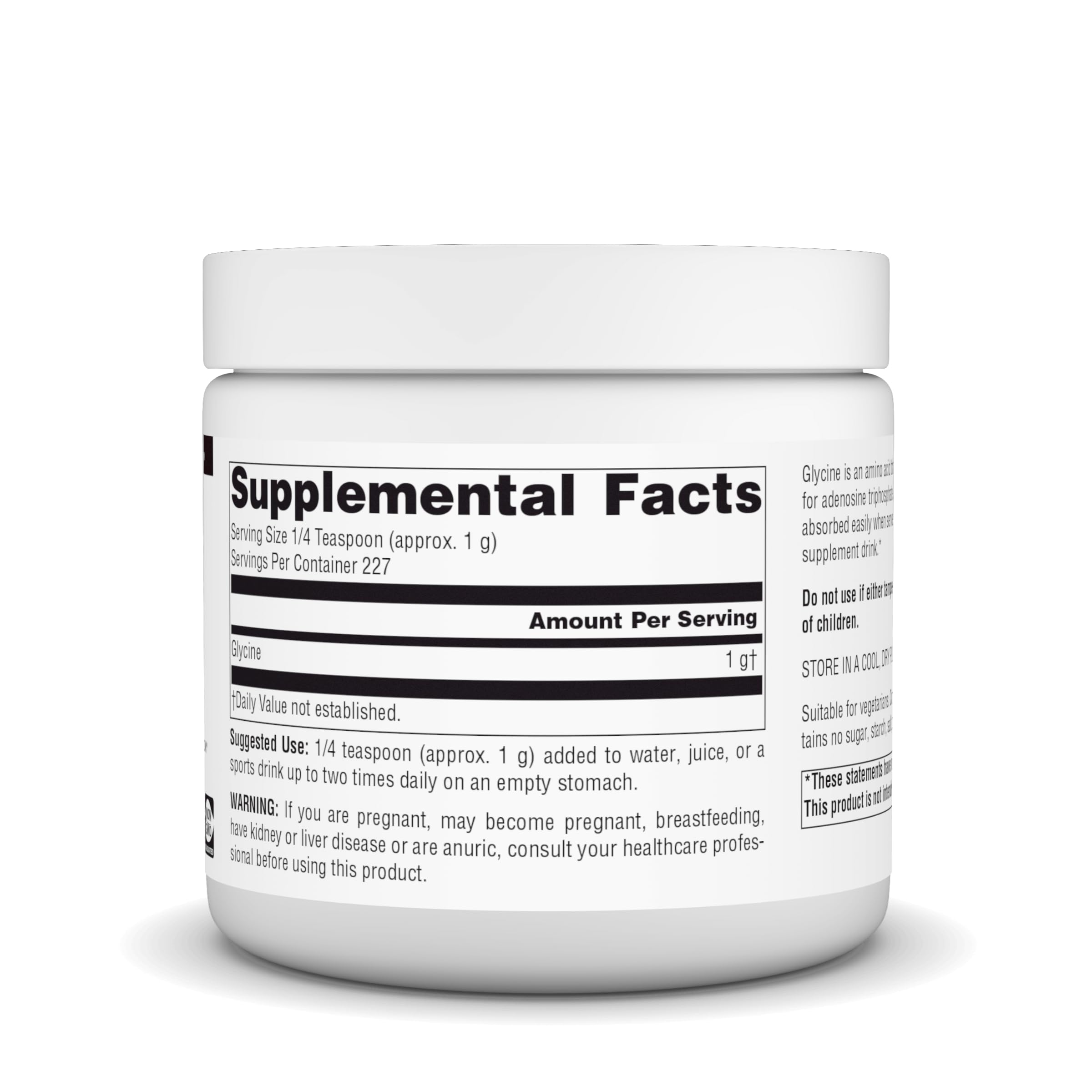 Source Naturals Glycine powder scoop included for precise dosing.
