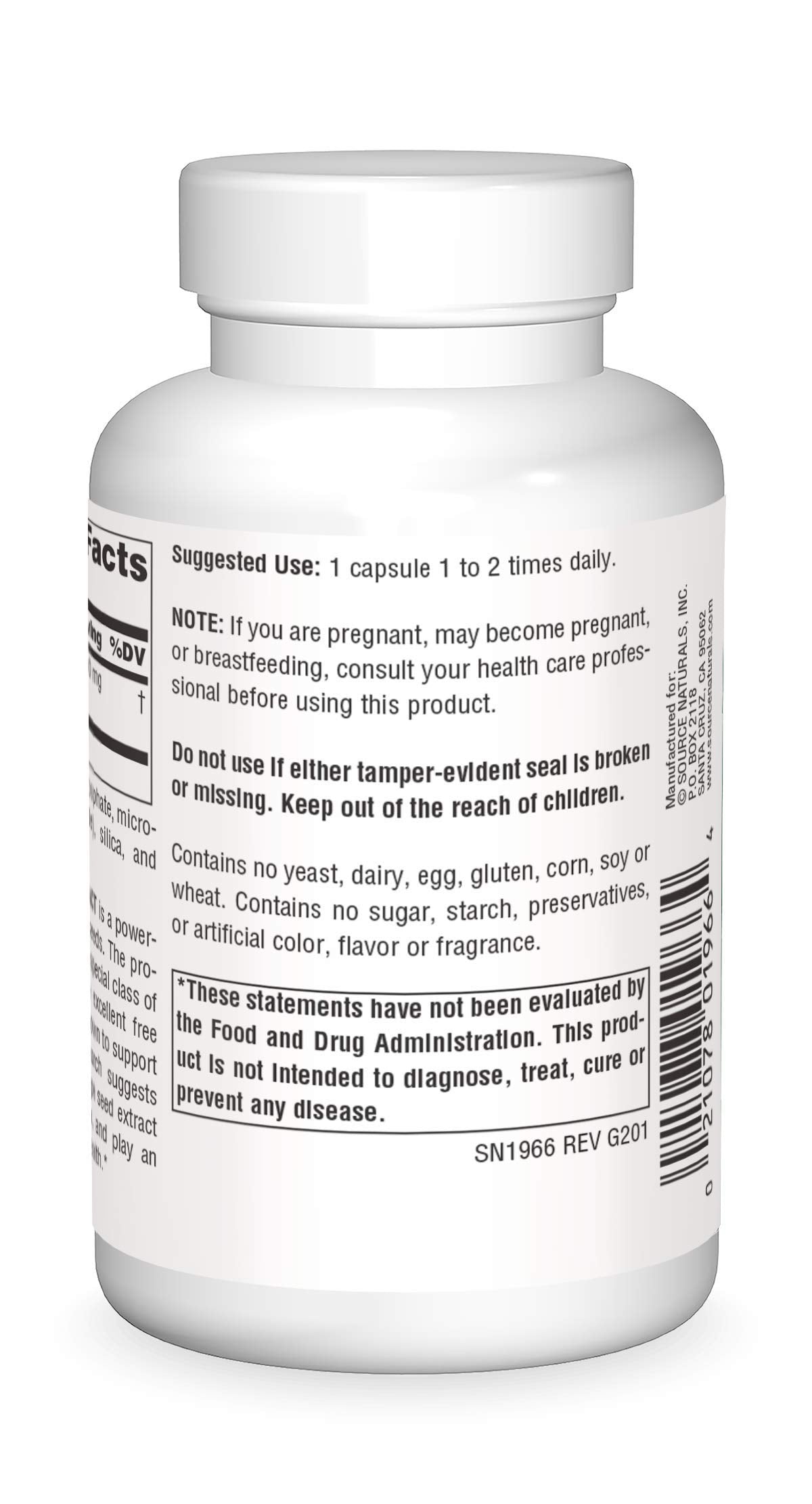Source Naturals grape seed extract capsules closeup; simple daily antioxidant support.