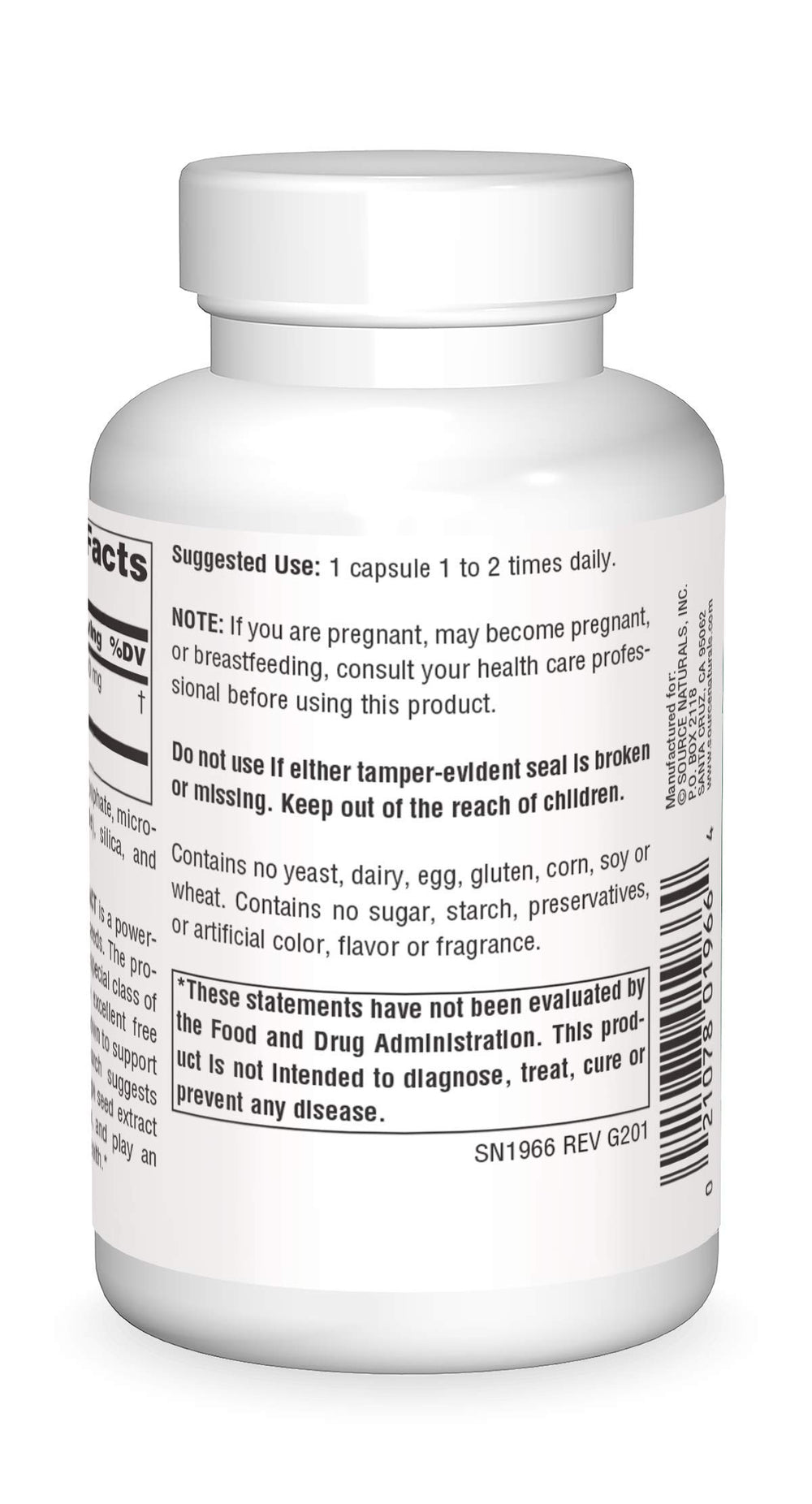 Source Naturals grape seed extract capsules closeup; simple daily antioxidant support.