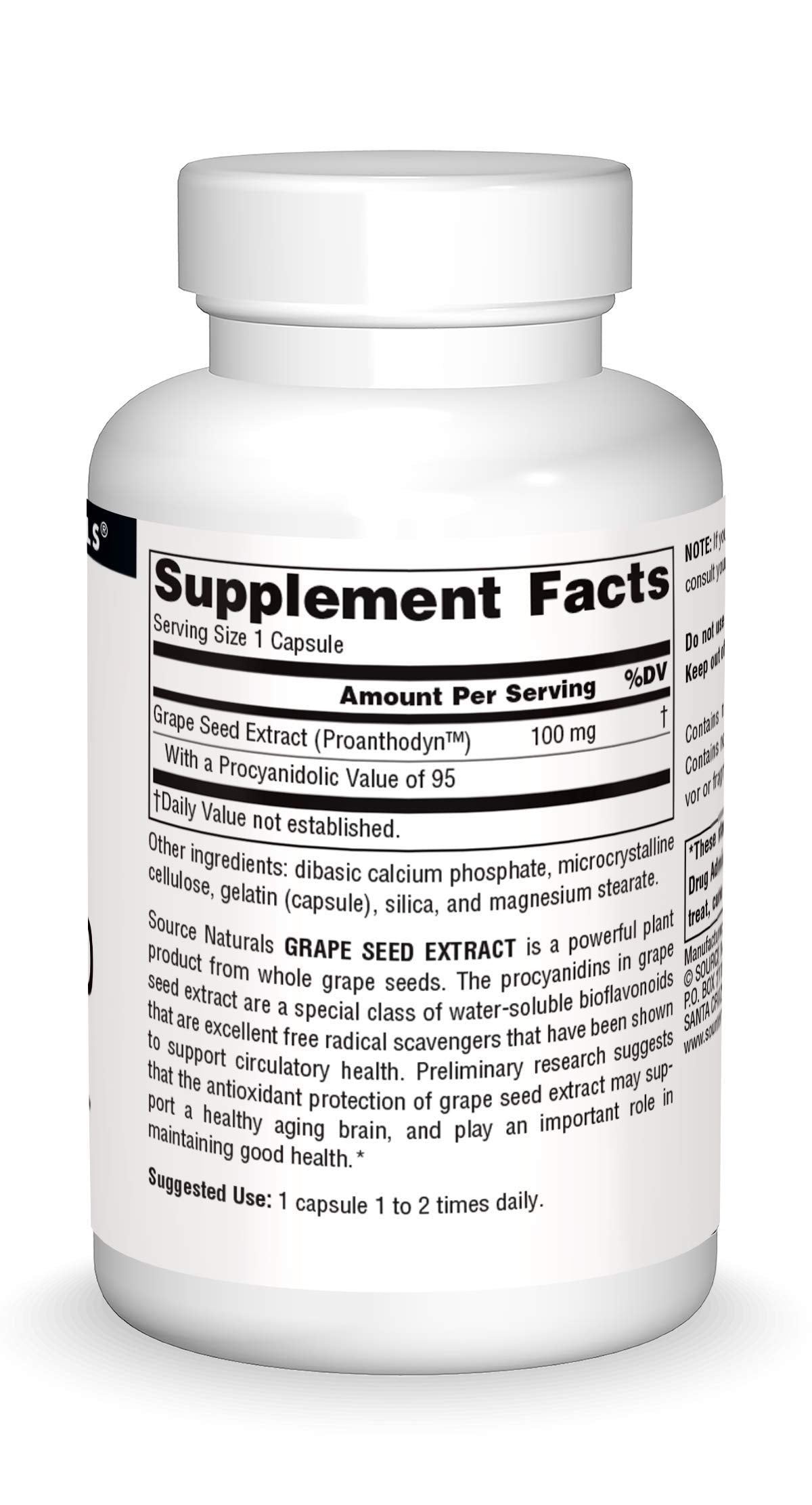 Source Naturals Grape Seed Extract capsules close-up for daily antioxidant potential