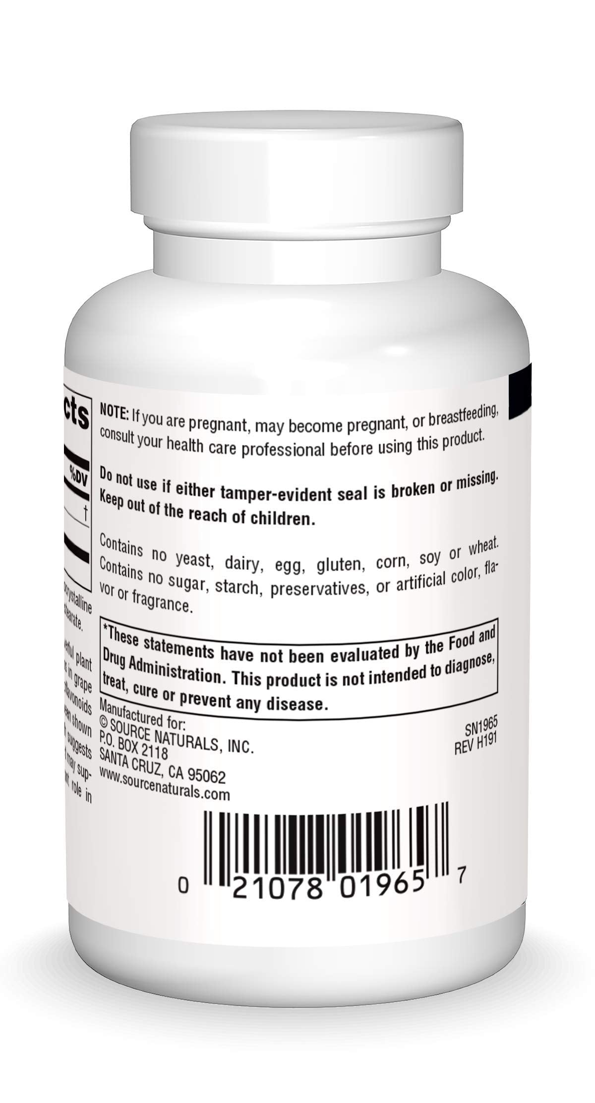 Source Naturals Grape Seed Extract label detail highlighting ingredients