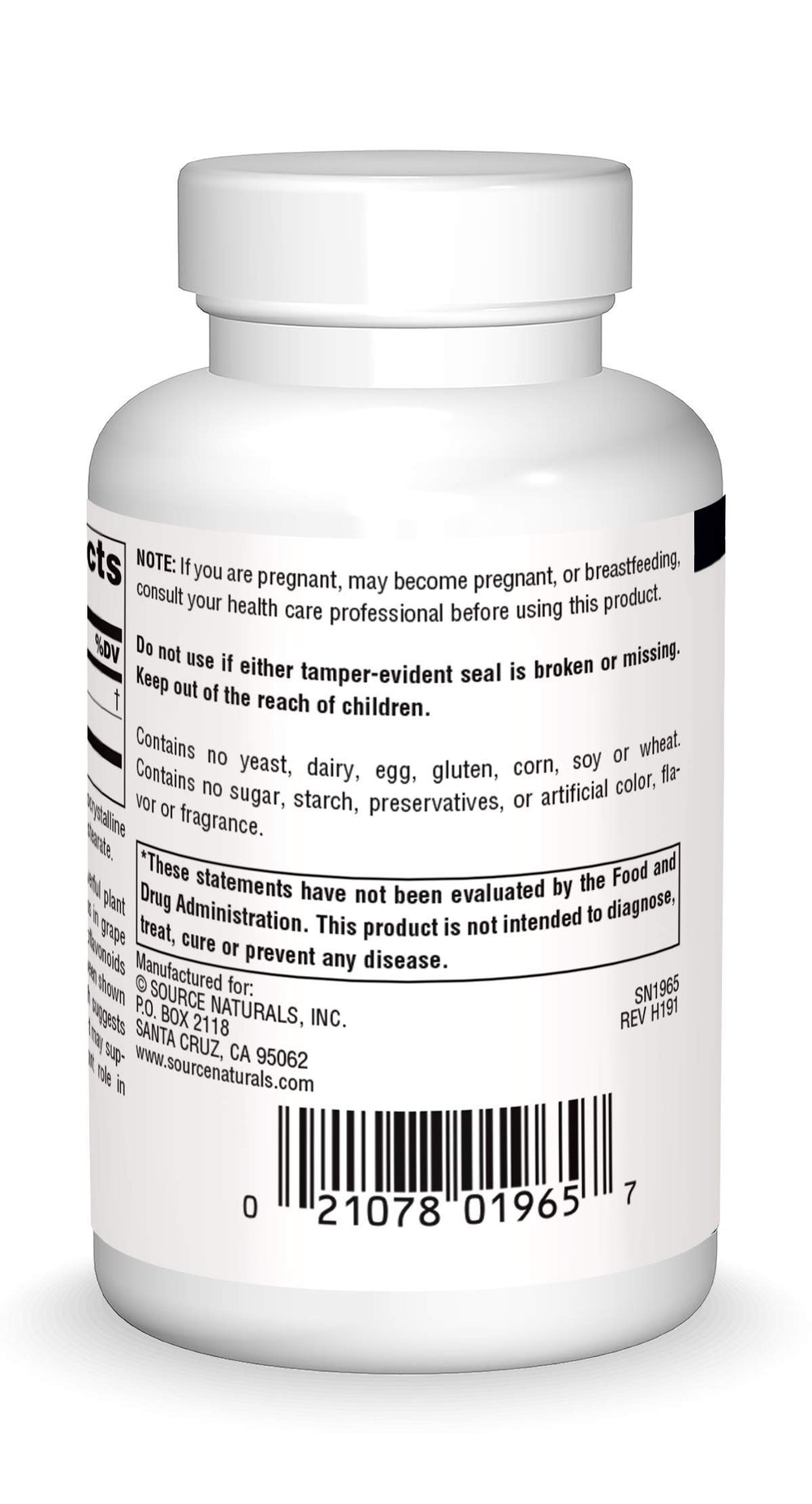 Source Naturals Grape Seed Extract label detail highlighting ingredients
