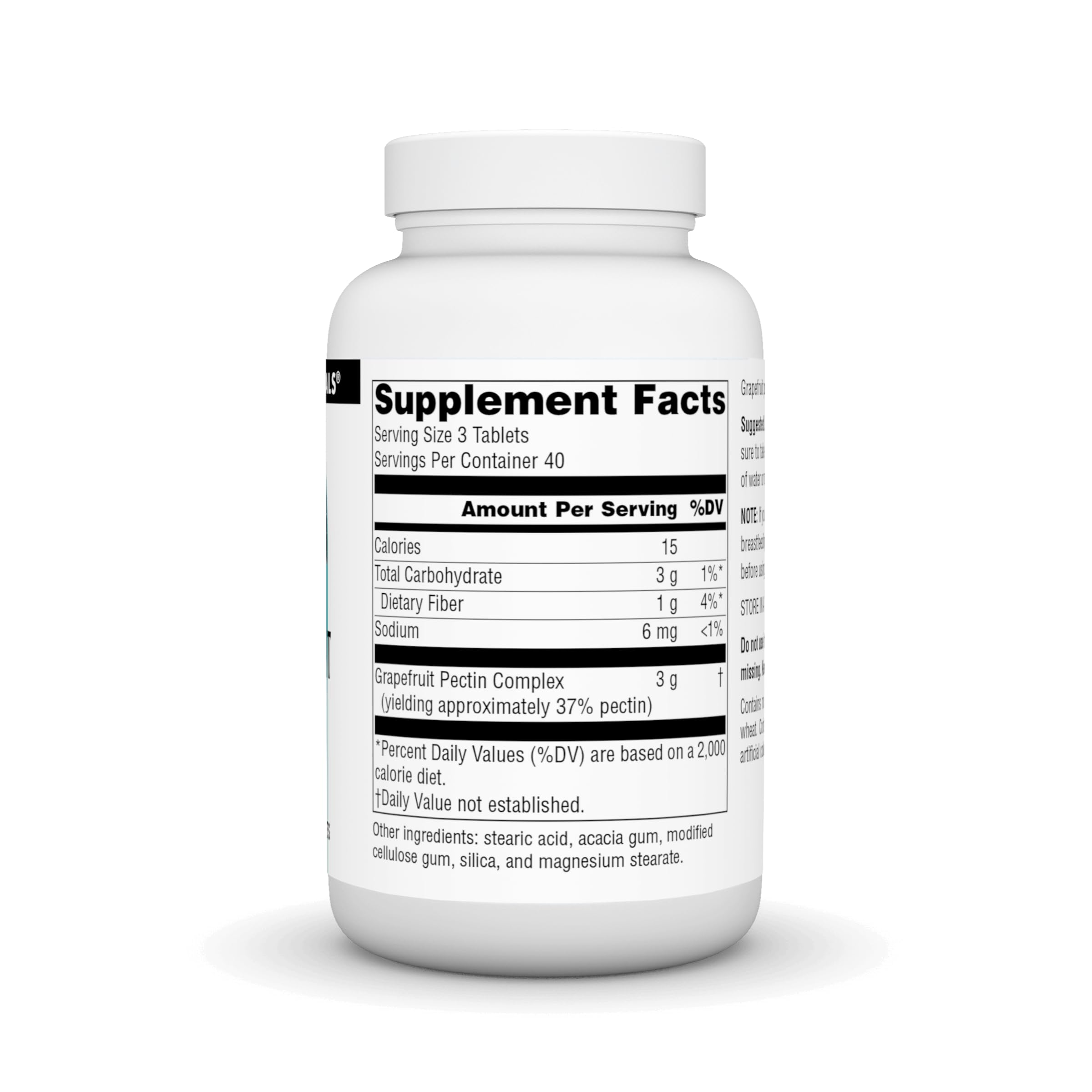 Source Naturals Grapefruit Pectin label close-up with ingredients for fiber awareness.