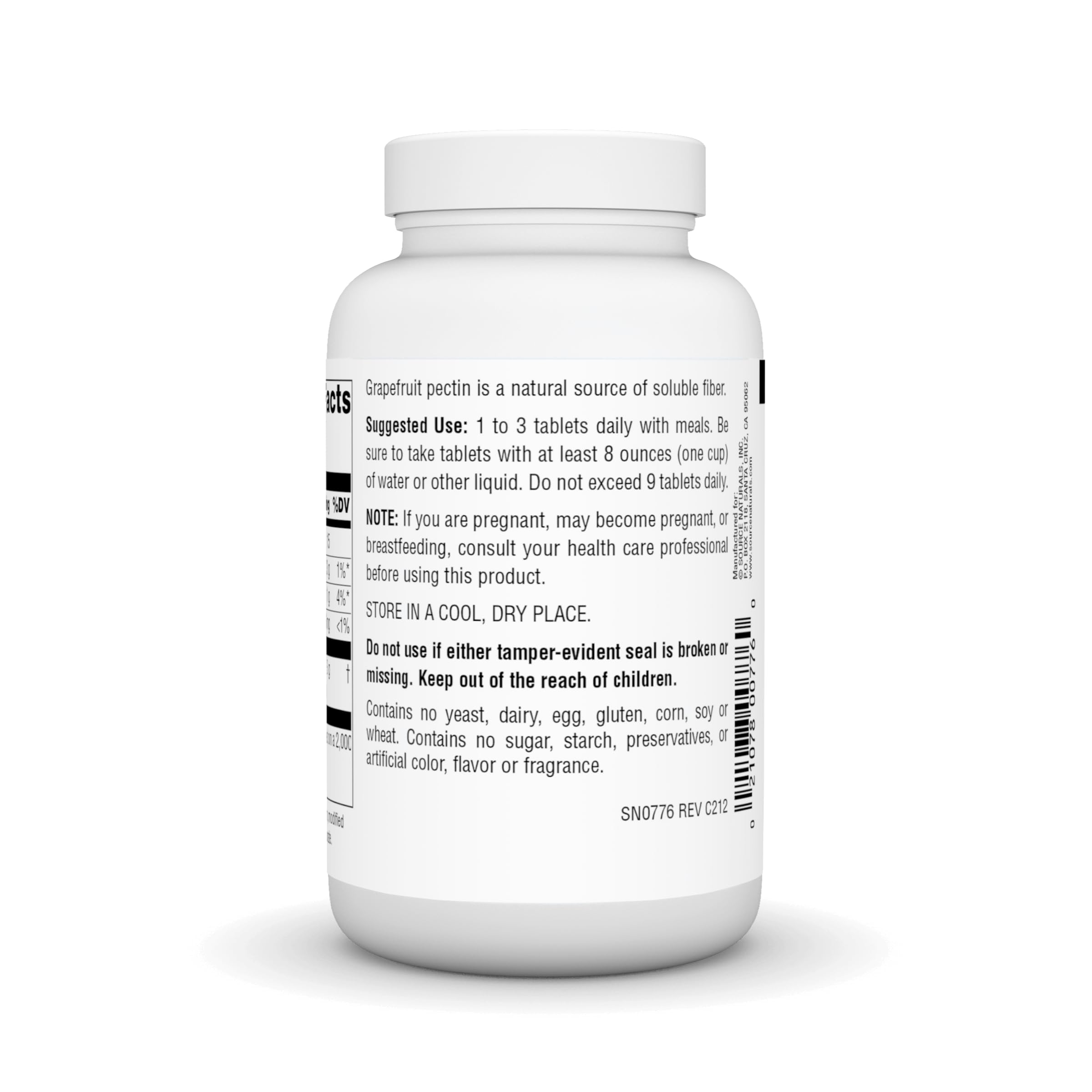 Source Naturals Grapefruit Pectin tablets pile showing convenient 1000 mg dosage.