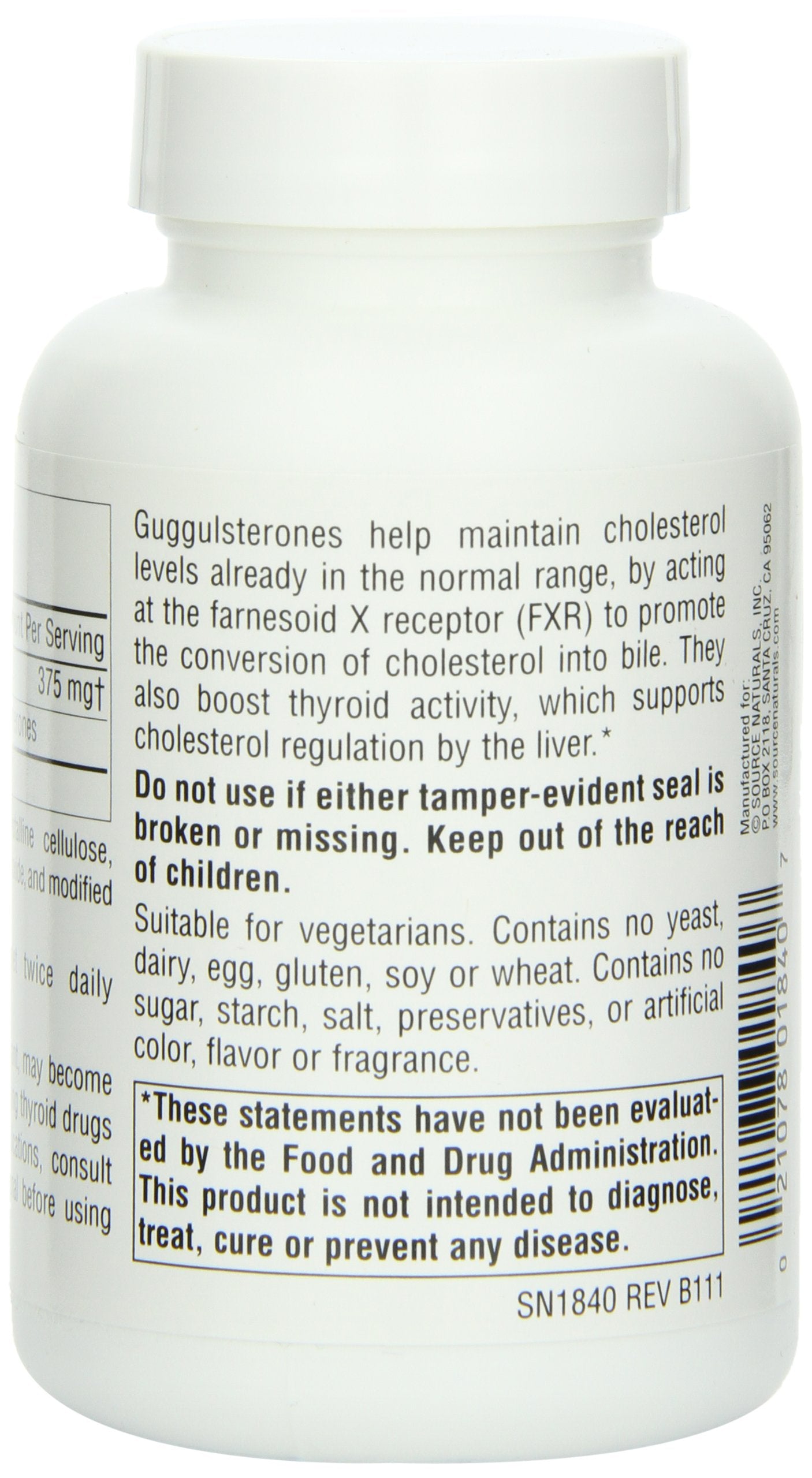 Product packaging of Source Naturals Guggulsterones for reliable daily use.
