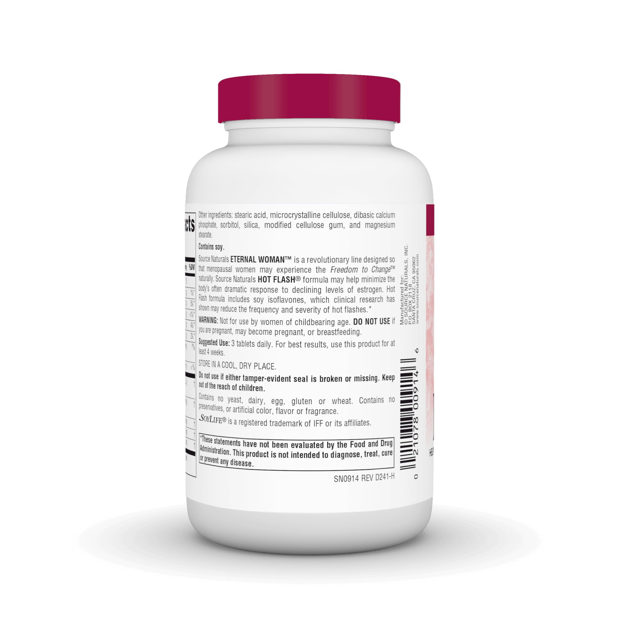 Source Naturals Hot Flash label close-up showing soy-containing formula