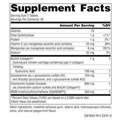 Source Naturals Hyaluronic Joint Complex bottle close-up with dosage information for easy intake.