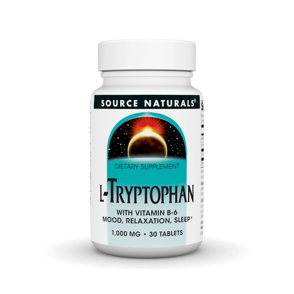 Source Naturals L-Tryptophan bottle for daily supplement routine
