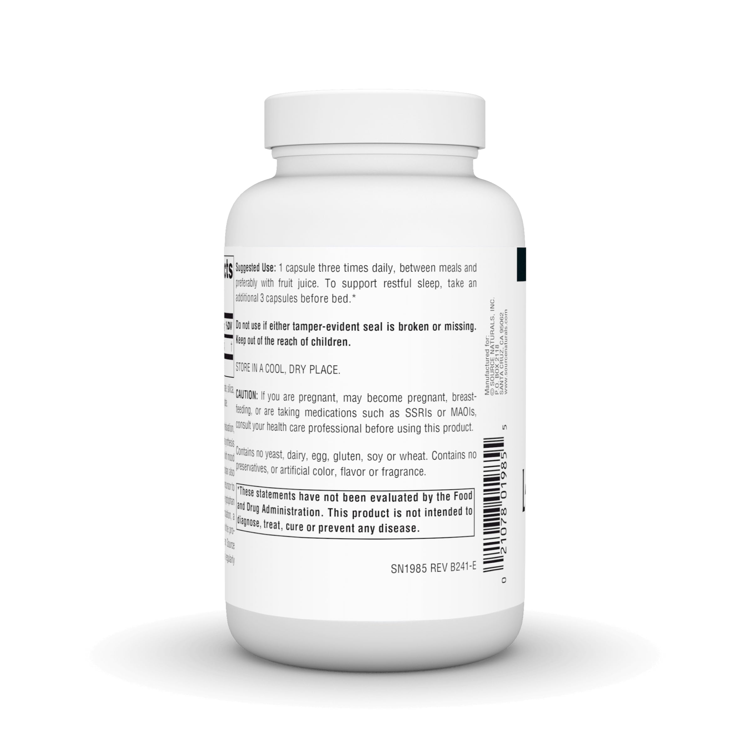 Source Naturals L-Tryptophan daily-use scene suggests routine support for mood and calm.