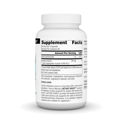 Source Naturals Lactase Digest shown with a dairy meal for lactose support.