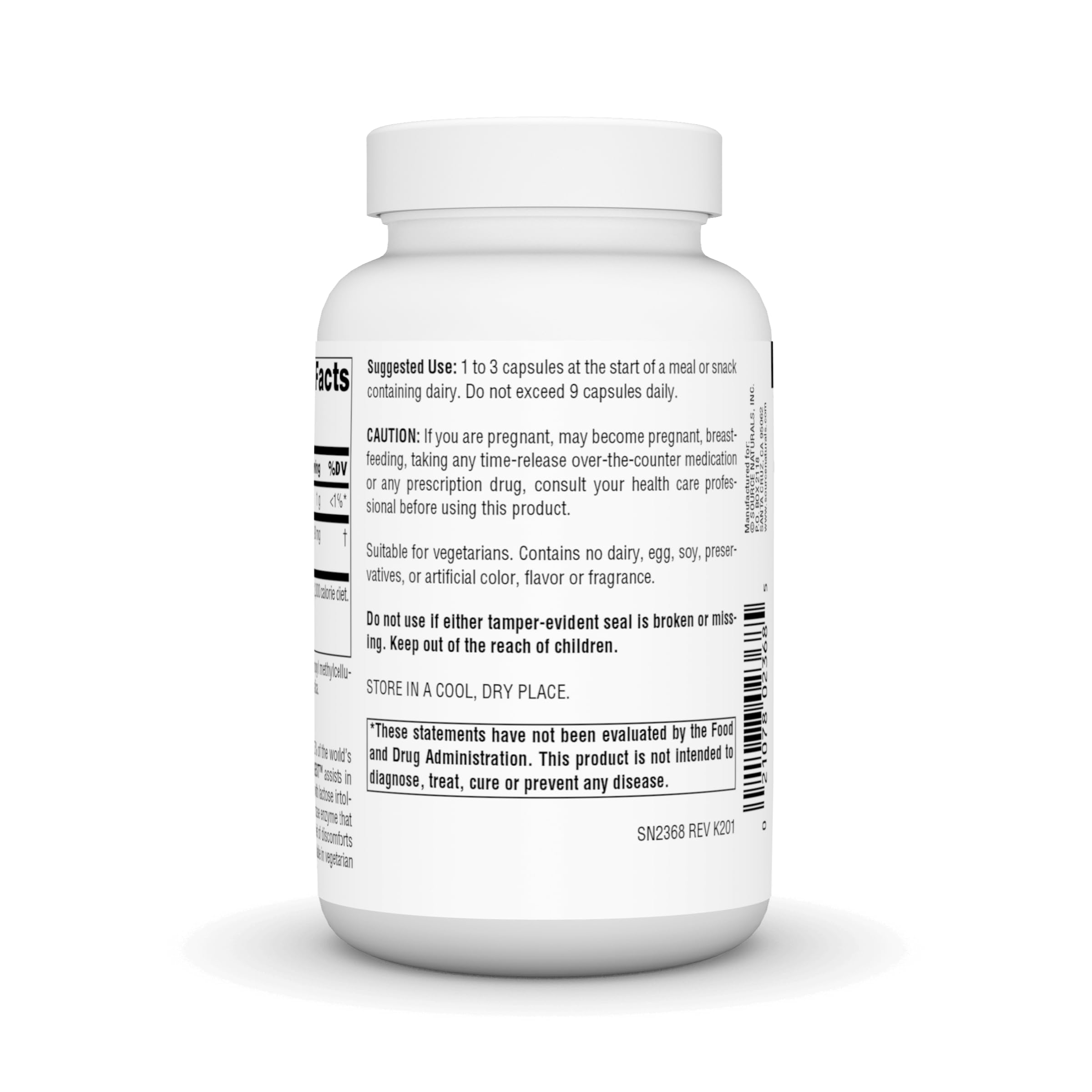Pouring Source Naturals Lactase Digest capsules to aid lactose digestion.