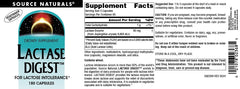 Wheat allergy warning label on Source Naturals Lactase Digest packaging.
