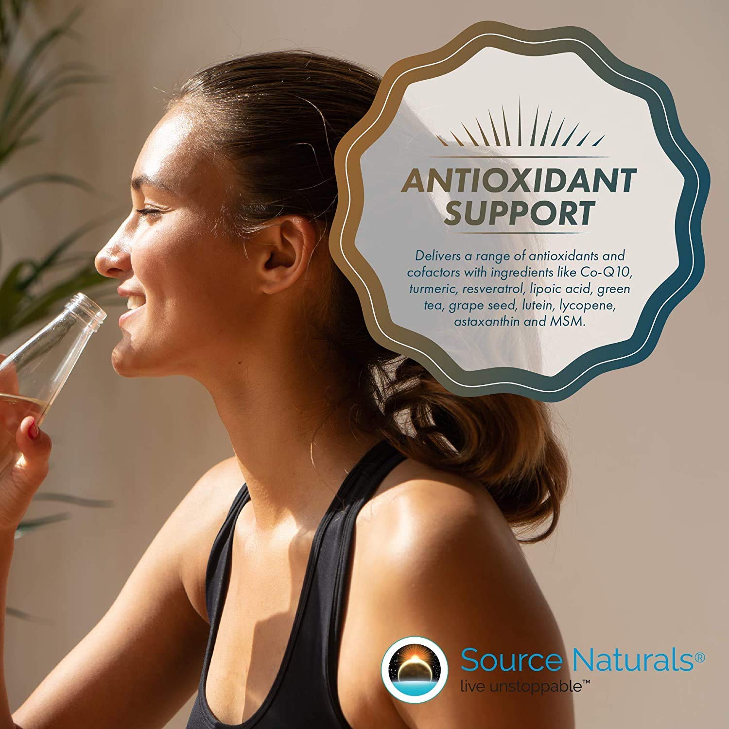 Source Naturals Life Force Multiple bottle cap in focus