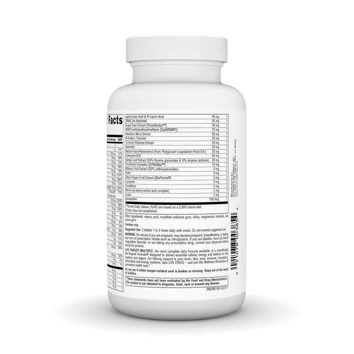 Source Naturals Life Force Multiple label detail with product information