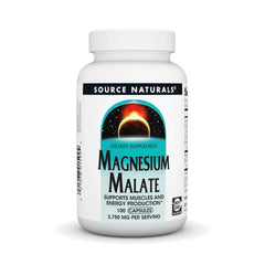 Source Naturals Magnesium Malate bottle front with 3750 mg per serving for daily mineral support.