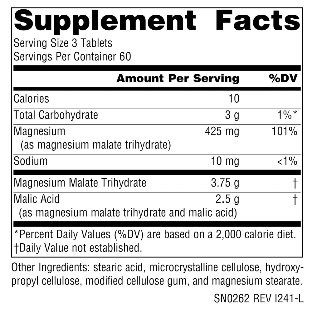 Source Naturals Magnesium Malate bottle image stressing vegetarian formula and purity.