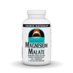 Source Naturals Magnesium Malate bottle cap for easy daily dosing and energy support.