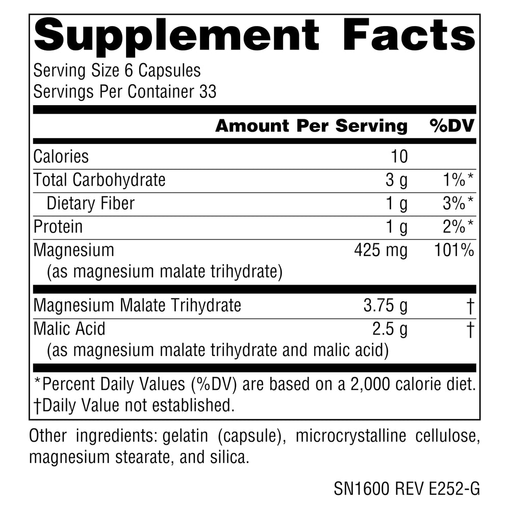 Source Naturals Magnesium Malate serving size helps plan intake.