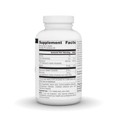 Source Naturals Magnesium Malate tablets close-up, showing vegetarian-friendly daily supplement.
