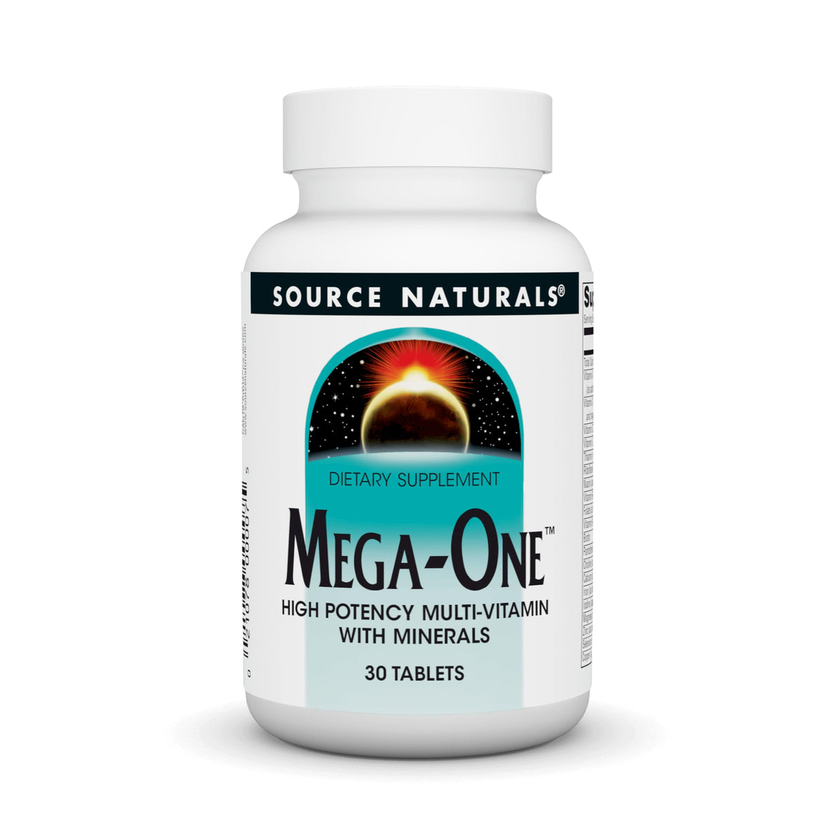 Source Naturals Mega-One bottle front view for daily multivitamin needs.
