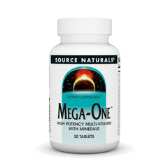 Source Naturals Mega-One bottle front view for daily multivitamin needs.