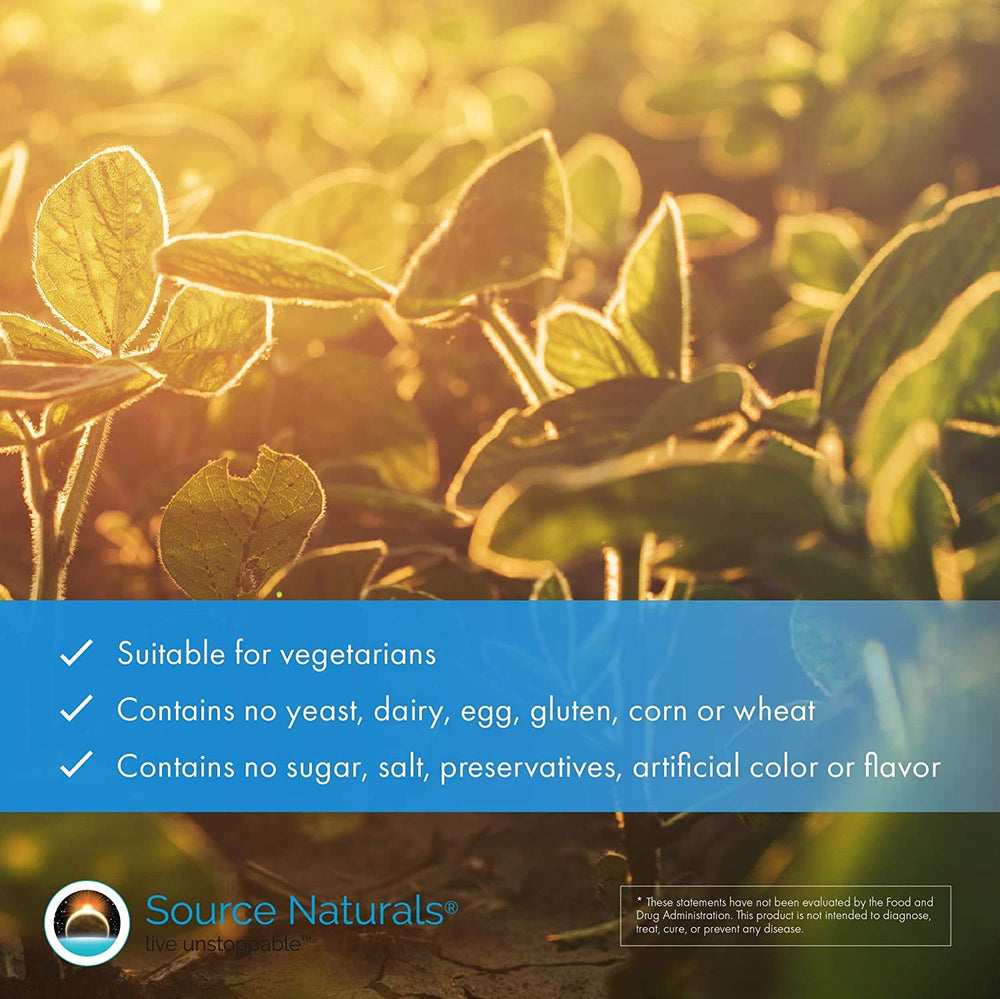 Source Naturals Mega Strength Beta Sitosterol vegetarian symbol indicating suitability for vegetarians.