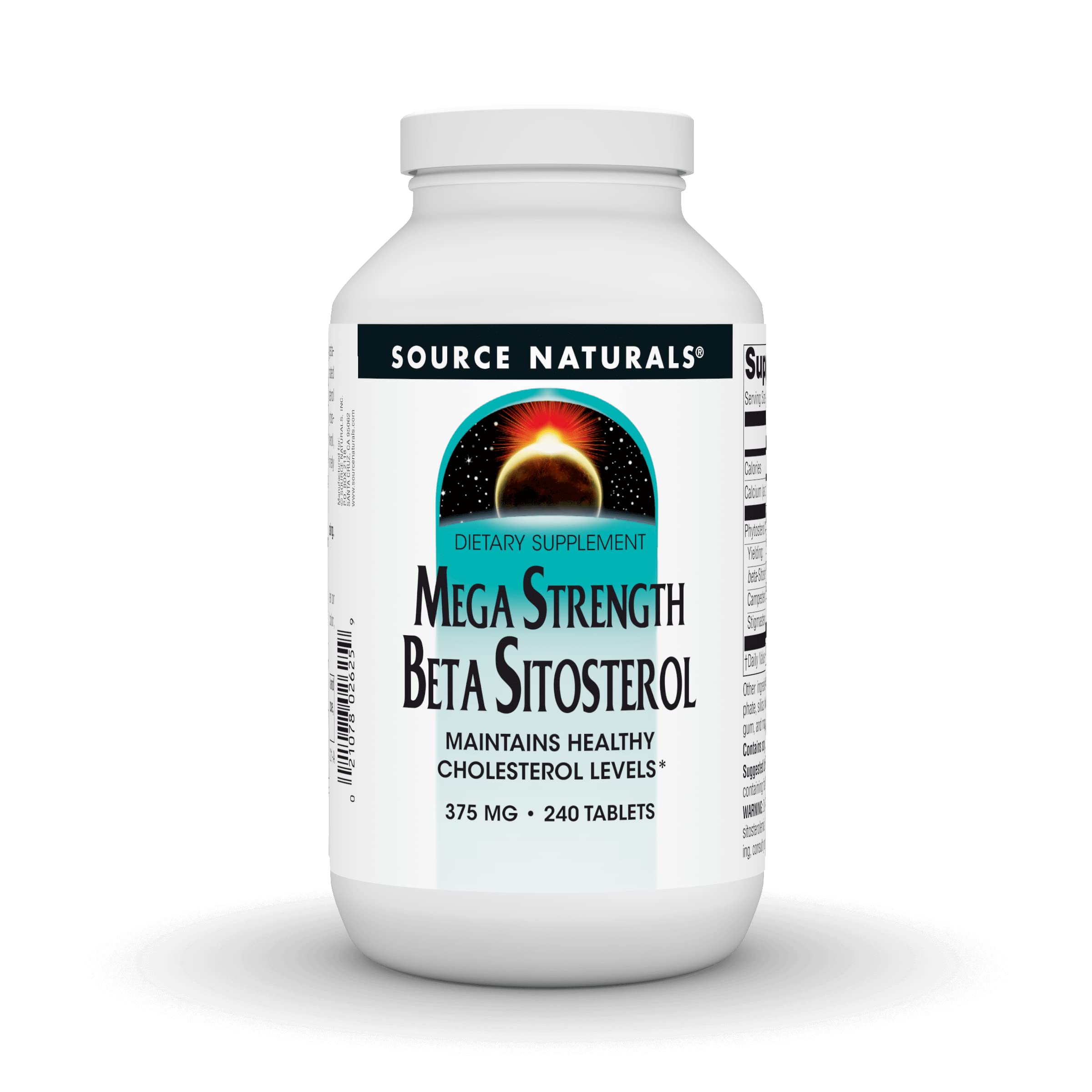 Source Naturals Mega Strength Beta Sitosterol bottle 240 tablets supports healthy cholesterol levels.