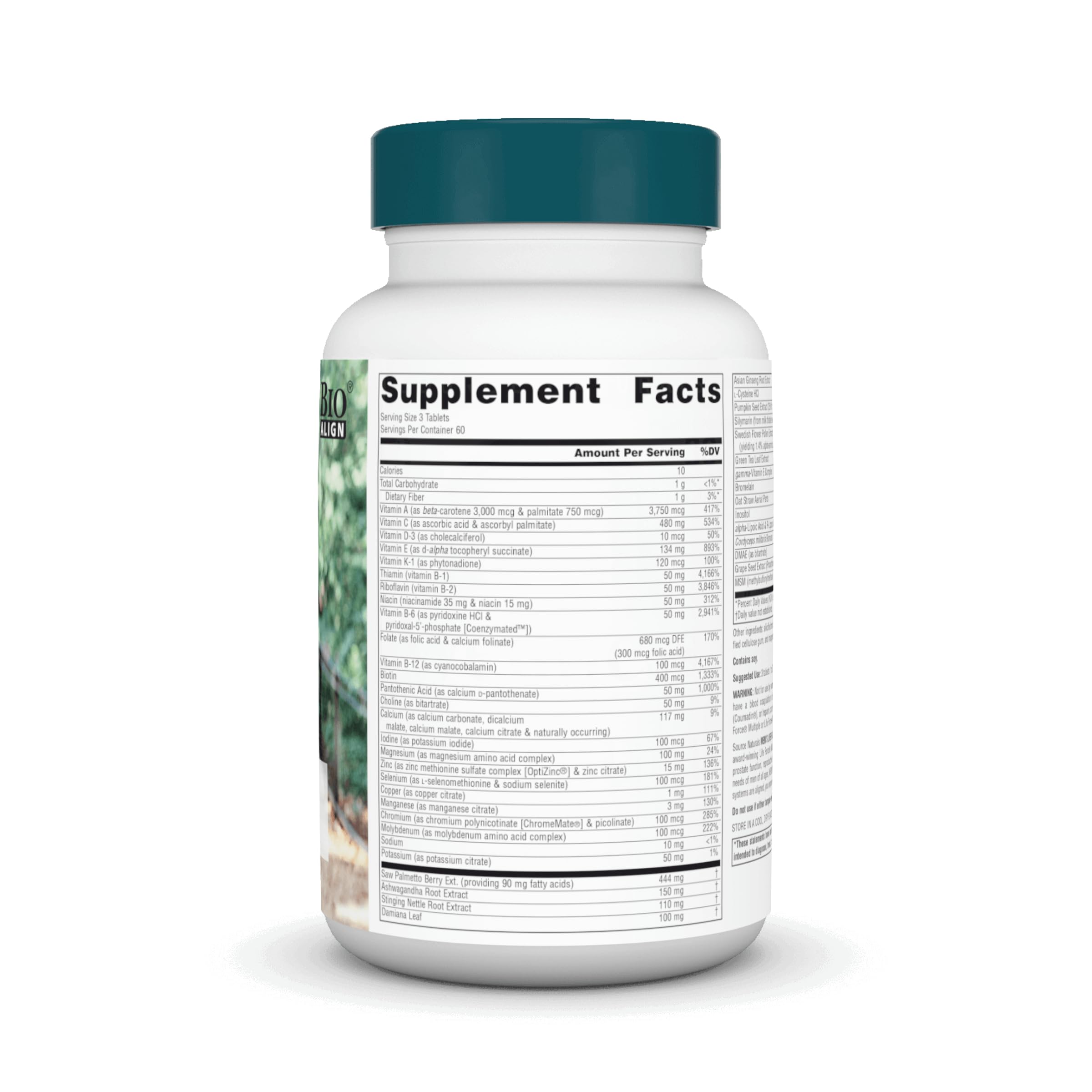 Source Naturals Life Force label close-up highlighting essential vitamins.